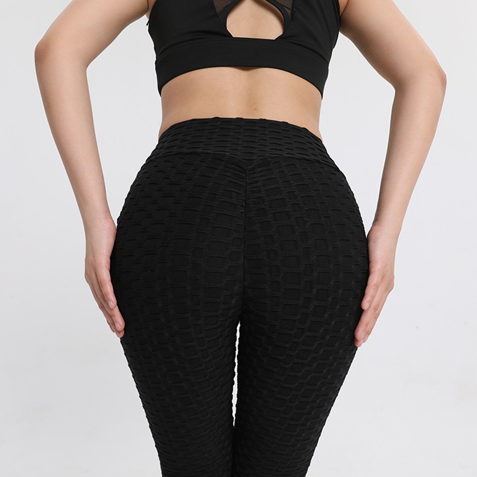 thumbnail image 4 of Pantalones de yoga de cintura alta para mujer: realzan los glúteos, leggings con bolsillos, tejido elástico, ideales para fitness/casual, tallas S-XXL, 4 of 5